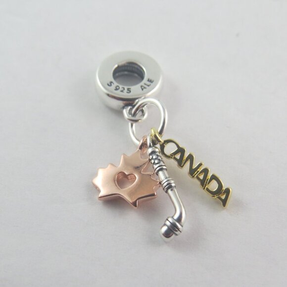 Pandora Canadian Maple Leaf Hockey Stick Charm S925 (T41) - Picture 4 of 4